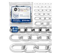 100-cm = 1-metros 10-mm de espesor de cadena de acero inoxidable de eslabón corto de NietFullThings en cada unidad cadena de anclaje DIN 5685 DIN 766 1-m