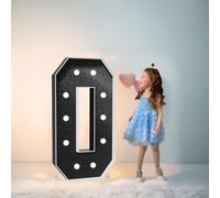 100 cm - 3.3 pies de espuma negra grande con luz LED números 0, letrero iluminado de marquesina, números de mosaico para globos para cumpleaños, boda, fiesta, día de San Valentín