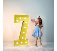 100 cm - 3.3 pies dorados gigantes LED iluminados números 7, mosaico marquesina iluminado, lámparas de números LED para el día de San Valentín, cumpleaños, Navidad