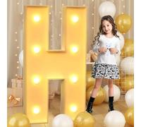 100 cm - 3,3 pies Letra LED gigante iluminada H, letrero de mosaico iluminado de marquesina, lámparas de letras LED para San Valentín, cumpleaños, Navidad, Año Nuevo
