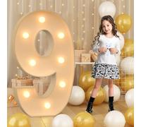 100 cm - 3,3 pies Letrero Gigante LED con Números Luminosos 9, Letrero Luminoso de Marcesina de Mosaico, Lámparas LED de Números para San Valentín, Cumpleaños, Navidad, Año Nuevo