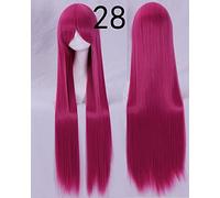100 cm 39'' Long Straight Wigs Heat Resistant Synthetic Hair Women Universal Anime Cosplay Wig Costume Accessories Party Wigs+Cap 28