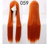 100 cm 39 `` pelucas rectas largas mujeres anime cosplay pelucas de uso común blanco púrpura naranja rosa pelo cosplay pelucas comunes + gorro de peluca talla única larga peluca recta 59