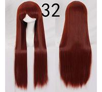 100 cm 39 `` pelucas rectas largas mujeres anime cosplay pelucas de uso común sintético pelo falso cosplay fiesta pelucas comunes + gorro de peluca talla única peluca recta larga 32