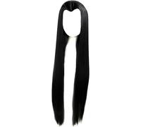 100 cm de largo recto negro, blanco, gris plateado Consejo de belleza clásico China tradicional peluca de fiesta de estilo superior de cosplay + gorro de peluca negro