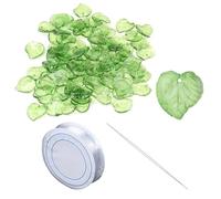 100 colgantes de hojas verdes, 1 rollo de cordón elástico, 1 enhebrador de cuentas, colgante de hojas verdes colgantes, productos decorativos de hojas verdes