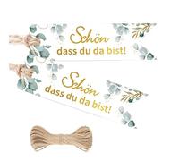 100 colgantes de la Bella Das Du Da Bist, etiquetas de regalo de boda para escribir, 7 x 2 cm, colgante de regalo con 20 m de cuerda de yute, etiquetas de regalo para bodas, fiestas, regalos, bautizos