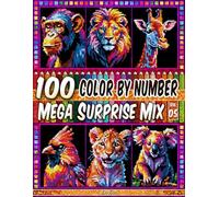 100 Color by Number - Mega Surprise Mix - Vol. 05: 100 Designs in Pixel Art - Bold Neon Animal Portraits Shining In Dark Spaces