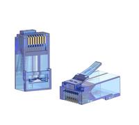 100 Conectores CAT6 RJ45 Rectos, Conector Modular 8P8C con Extremo Cat6, Cable de Red UTP sólido o Trenzado CAT5E CAT5.(Blue)