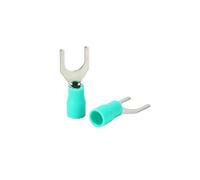 100 conectores de crimpado de empalme rápido tipo U, terminales de cable tipo horquilla SV2-4 for AWG16-14, terminales de pala de latón aislados(Green)