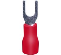 100 conectores de crimpado de empalme rápido tipo U, terminales de cable tipo horquilla SV2-4 for AWG16-14, terminales de pala de latón aislados(Red)