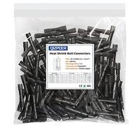 100 conectores negros termorretráctiles, conectores de alambre termorretráctiles de grado marino de 14-12 AWG, cobre estañado, conectores eléctricos automotrices de empalme de empalme de culata aislados impermeables