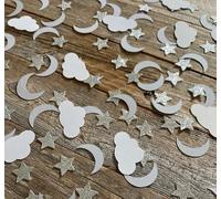 100 confeti de papel de doble cara con diseño de nube, estrella, luna, nube, para mesa temática sobre la luna, boda, cumpleaños, baby shower, luna y fiesta de estrellas, decoración de Ramadán Mubarak