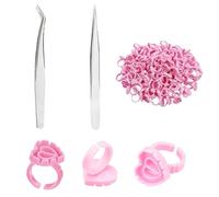 100 copas de pegamento para pestañas en forma de flor con 2 pinzas, soportes adhesivos desechables para extensión de pestañas, bandejas de pigmento de flores rápidas para herramientas de belleza