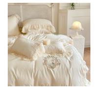 100% Cotton 1000TC French V-intage Chic Bedding White Ruffle Lace Comforter Cover Soft Bed Sheet 2 Pillowshams Double Queen King, Toda la Temporada