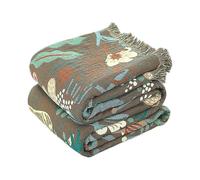 100% Cotton Bohemian Style Blanket Comforter, Reversible Cute Blanket Bed Blanket with Fringe, Sofa Bed Blanket Set, Living Room Blanket Reversible Be