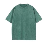 100% Cotton Mens Vintage Short Sleeves Crew Neck T-Shirt Loose Fit T-Shirt Men Summer Basic Tops (Color : Green, Size : 2XL)