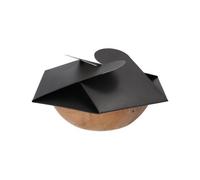 100 cuencos, hoja de palma redonda, 900 ml, diámetro de 21 cm, 6 cm, color natural/negro con tapa de flor separada