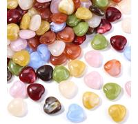 100 cuentas acrílicas en forma de corazón con agujero coloridas cabujón de corazón para enhebrar para hacer joyas DIY, pulseras, collares, pendientes y llaveros (5)