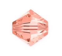 100 cuentas de cristal austriaco bicono facetadas sueltas Adabele de 6 mm, color rosa claro Padparadscha, compatibles con cristales Swarovski 530