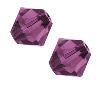 100 cuentas de cristal bicono sueltas facetadas pequeñas de 4 mm, color morado amatista compatible con cristales de Swarovski, SSB411, 100 unidades