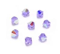 100 cuentas de cristal biicono facetadas pequeñas de 5 mm, color violeta AB, compatibles con cristales Adabele 5301/5328 Preciosa SSY-504