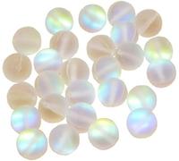 100 cuentas de cristal mate de 8 mm, diseño de sirena, aurora y piedra lunar, surtido de cuentas para hacer joyas, cuentas de piedra lunar, suministros de cuentas