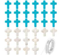100 cuentas de cruz azul y blanca de 12 x 16 mm, cuentas sintéticas de crucifijo de Pascua, cuentas sueltas de piedras preciosas espaciadoras para hacer joyas, collares, pulseras, aretes, manualidades
