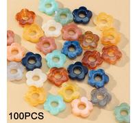 100 cuentas de flores acrílicas para hacer joyas - Ideal para crear collares y pulseras, suministros para manualidades