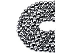 100 cuentas de hematita natural de 8 mm, cuentas redondas sueltas para hacer joyas con cordón elástico de cristal