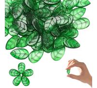 100 cuentas de hojas de cristal verde pequeño de 0, 39 x 0, 71 pulgadas para joyería, campanillas de viento, fabricación artesanal