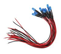 100 cuentas de luz LED precableadas transparentes de 12 V, 5 mm, diodos precableados redondos de CC con cable de 20 cm, diodos emisores de luz LED de bajo consumo de energía para (pelo azul azul)