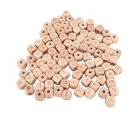 100 cuentas de madera del alfabeto, cuentas de letras cúbicas de 12 mm con agujero de 4,5 mm, cuentas de madera de haya para pulseras, collares, decoración del hogar y regalos hechos a mano