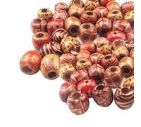 100 Cuentas De Madera Impresas Artesanales - Accesorios De Bricolaje, Hechas A Mano, Para Joyería, Con Agujero Grande