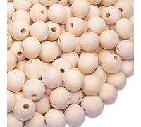 100 cuentas de madera redondas de 20 mm, cuentas de madera natural sin terminar para manualidades, cuentas sueltas para hacer joyas, macramé, colgar en la pared, manualidades y pintura de bricolaje,