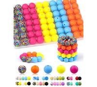 100 cuentas de silicona FIVEIZERO para hacer llaveros, 15 mm neón mezclado 5 colores de cuentas focales de silicona para pulseras, bolígrafos con cuentas y manualidades
