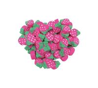 100 cuentas espaciadoras de arcilla con forma de fruta de 10 mm, para manualidades, joyas, pulseras, aretes, collares, suministros de fabricación de manualidades (fresa roja rosa)