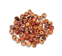 100 cuentas redondas de madera sueltas patrón pintado cuentas barril piedra preciosa espaciador de madera para joyas que hacen pulsera de bricolaje hechas a mano encantos artesanales muy pr