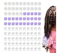 100 cuentas transparentes para el cabello para niños, trenzas de niñas, accesorios para trenzas de cabello, para decoración diaria de trenzas (blanco, morado, transparente)