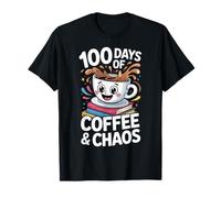 100 Days Coffee Chaos Teacher Funny Back To School Outfit Camiseta