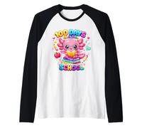 100 Days Is Alotl School Cute Axolotl Aula Niños Niña Camiseta Manga Raglan