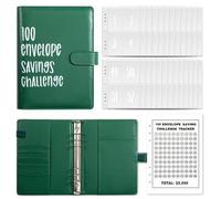 100 Days Money Saving Challenge Coin Envelope Budgetstorage Book, Libro De Ahorros 10000 Dolares, Money Saving Binder 10k, for Office, Home, School (green 1)