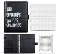 100 Days Money Saving Challenge Coin Envelope Budgetstorage Book, Libro De Ahorros 10000 Dolares, Money Saving Binder 10k, for Office, Home, School (black 1)