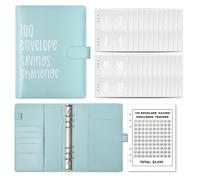100 Days Money Saving Challenge Coin Envelope Budgetstorage Book, Libro De Ahorros 10000 Dolares, Money Saving Binder 10k, for Office, Home, School (blue 1)
