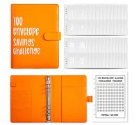 100 Days Money Saving Challenge Coin Envelope Budgetstorage Book, Libro De Ahorros 10000 Dolares, Money Saving Binder 10k, for Office, Home, School (orange 1)