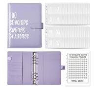 100 Days Money Saving Challenge Coin Envelope Budgetstorage Book, Libro De Ahorros 10000 Dolares, Money Saving Binder 10k, for Office, Home, School (purple 1)