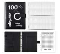 100 Days Money Saving Challenge Coin Envelope Budgetstorage Book, Libro De Ahorros 10000 Dolares, Money Saving Binder 10k, for Office, Home, School (black 2)
