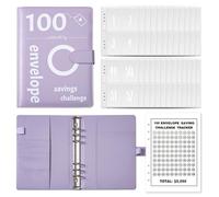 100 Days Money Saving Challenge Coin Envelope Budgetstorage Book, Libro De Ahorros 10000 Dolares, Money Saving Binder 10k, for Office, Home, School (purple2)