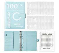 100 Days Money Saving Challenge Coin Envelope Budgetstorage Book, Libro De Ahorros 10000 Dolares, Money Saving Binder 10k, for Office, Home, School (blue 2)