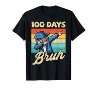 100 Days of School Brush Boy Dab Retro 100th Day para niños Camiseta